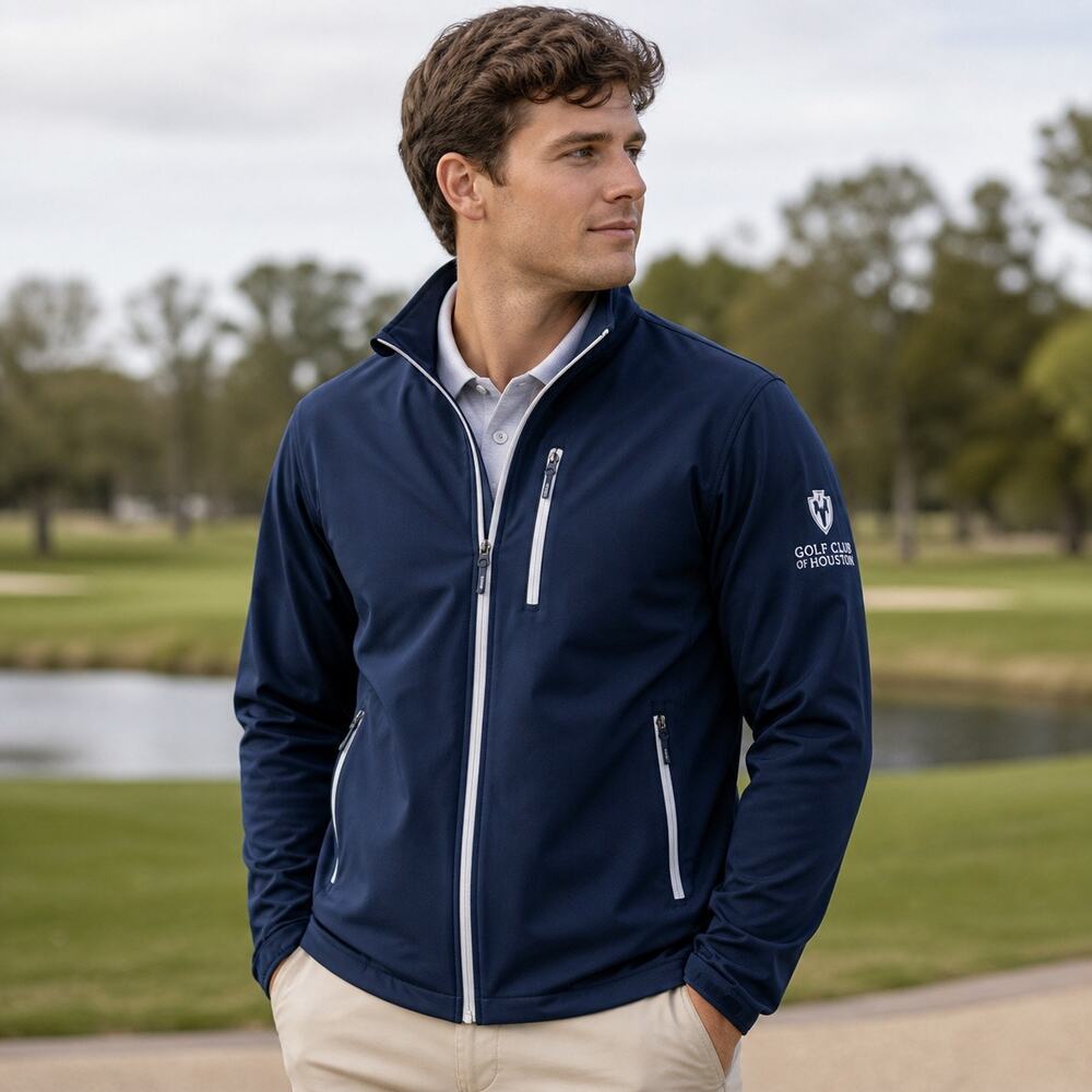 Clique Navy Softshell Golf Club of Houston Jacket Sz S Full Zip